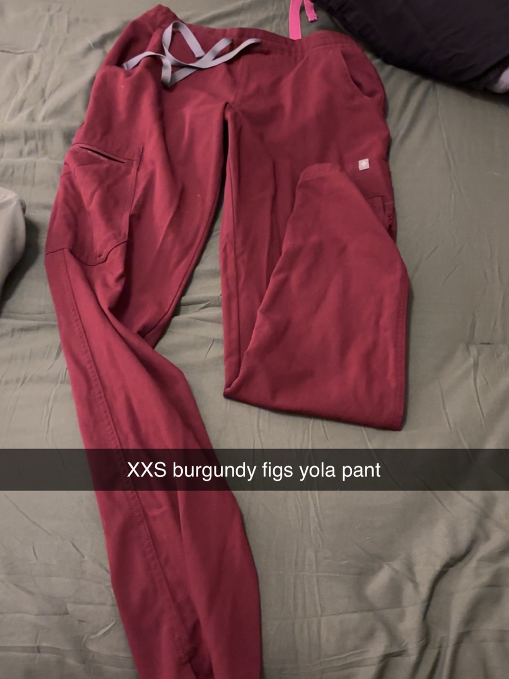 Figs Jogger Sweatpants in Burgundy with Gray Drawstring
